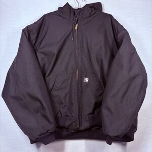 Vintage Carhartt J133 BLK Insulated Hooded Jacket Mens 5XL Black Reg Full Zip